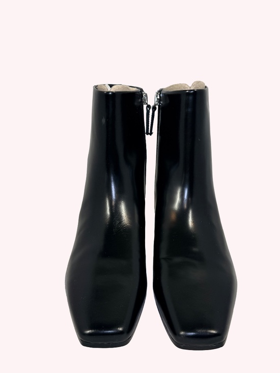 J.Crew Square Toe Spazzolato Leather Ankle Boots Black Women\'s Size 5 Zip Italy